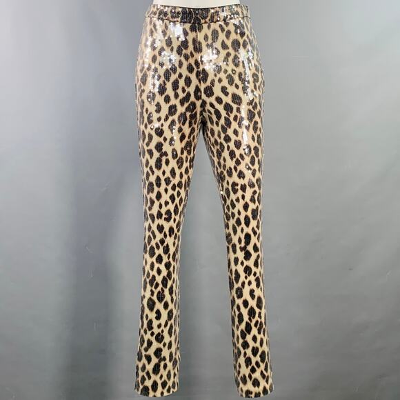 A.L.C. Size 2 Beige Brown Polyester Blend Sequined Leopard Leggings - Picture 1 of 6